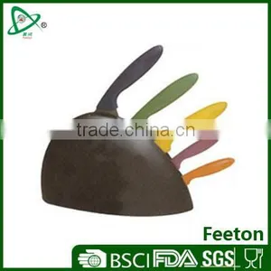 6pcs PP Handle Color Coating Kitchen Knife With Block Set thumbnail-1