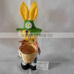 Harwest Rabbit Scarecrow With Bamboo Pot thumbnail-1