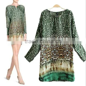 HD-D241 Leopard Women Short Dress/OEM Ladies Dress/factory New Design thumbnail-1
