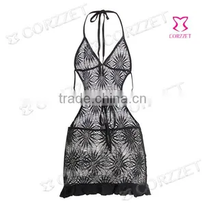 Black Sexy Backless Girls Nighty Sexy Wear Lingerie thumbnail-4