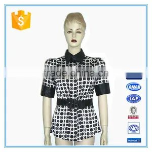2016 Fashion Circle Printed Satin Women's Blouse thumbnail-1