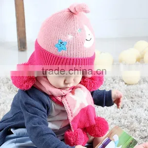 TC17004 Latest Fashion Funny Baby Fur Pom Pom Hat High Qulity Winter Warm Baby Beanie Hats Wholesale thumbnail-6