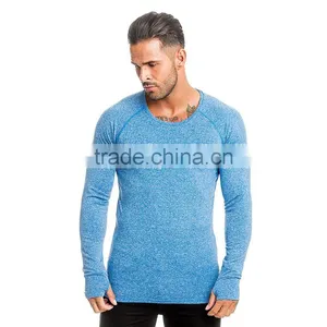 Longline Blue Tri Blend t Shirt Slub t Shirt Custom Logo Gym Fitness t Shirt thumbnail-4