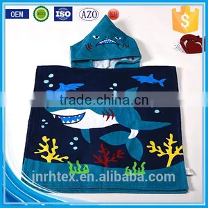 Trade Assurance Ring Spun Cotton Screen Printing Terry Cloth Poncho Hooded Beach Towel thumbnail-1