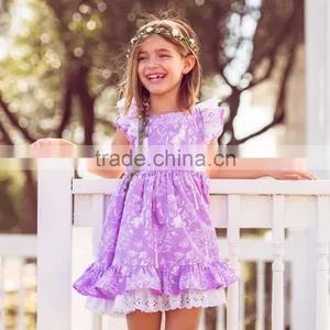 Little Girls Easter Bunny Purple Vintage Style Pinafore Lace Twril Holiday Dress thumbnail-1
