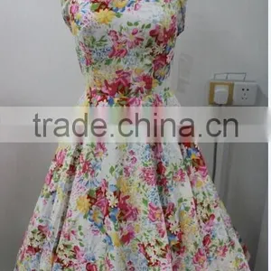 Rockabilly Whloesale Ladies Vintage Style Halter Neck Rockabilly Dress Floral Swing Dress thumbnail-1