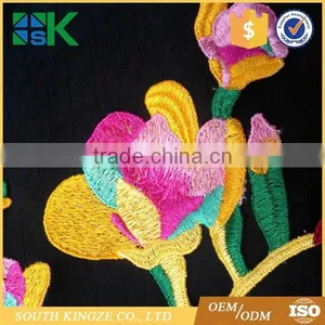 Wholesale 3D Blue Lace Patch Fabric Peony Applique Computer Embroidered Flower Stage Clothes Diy Accessories thumbnail-5