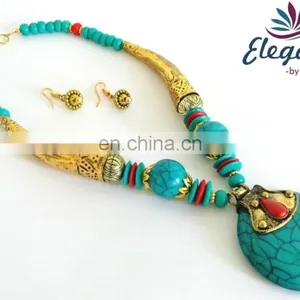 Wholesale Indo Western Fashion Jewelry-Indian Wholesale Handmade Beaded Jewelry-Indian Costume Necklace thumbnail-2