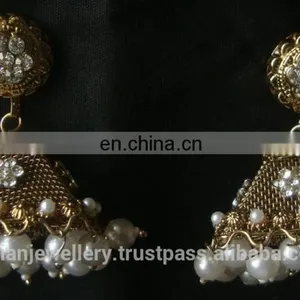 Indian Jewelry Jhumka Earrings, Big Jhumka, Gold Silver Plated Earrings Manufacturer thumbnail-5