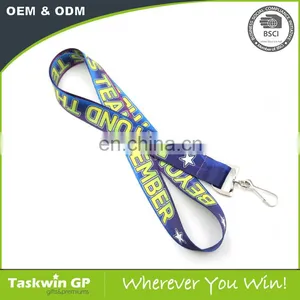 Custom Sublimation Polyester Blue Lanyards With Logo Heat Transfer for Exhibiton thumbnail-6
