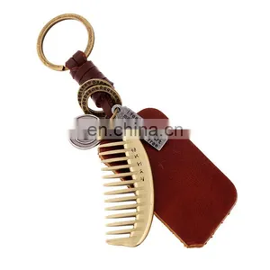 Latest Design Fashion Vintage Accessory Hair Comb Pendant Leather Keychain thumbnail-1