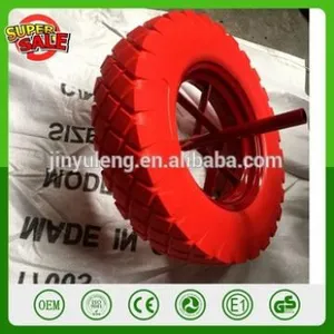 16'' Puncture Proof 4.00-8 Wheelbarrow Wheel pu Wheel Solid Wheel for Wheelbarrow WB6400 Metal Spoke Rim Flag Pattern Tubeless thumbnail-1