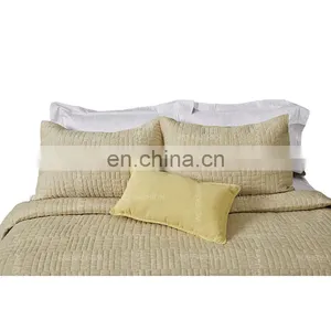 Exhibitor Canton Fair on Line Live Show Home Textile Stripe Polycotton With Ponpon Comforter Bedding Set With Pillow thumbnail-1