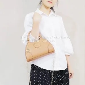 Stylish Ladies Metal Chain Shoulder Tote Bags High Quality Grain Texture Pu Leather Top Handle Satchel Bags thumbnail-2