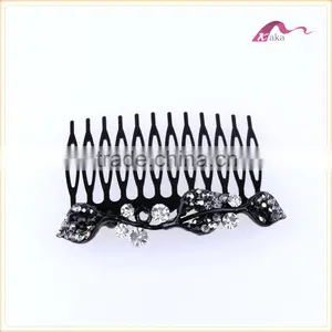 Fancy China Factory Price Twinkle Crystal Hair Clips Fashion Women Metal Flower Hair Combs Headwear Accessory thumbnail-2
