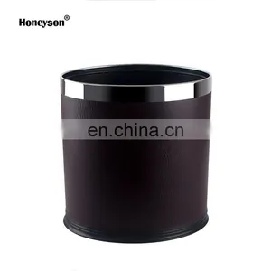 Honeyson Hot 10L Double Layer Leather Waste Bin for Hotel Room thumbnail-1