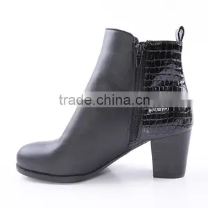 Shiny Back Upper Military Gravity Mid Heel Boots Cheap in China With Double Zippers thumbnail-4