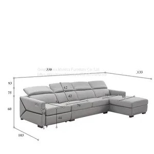 Modern Minimalist Leather Sofa Living Room L-Shaped Chaise Longue Corner Top Layer Cowhide Contact Surface Functional Sofa thumbnail-4