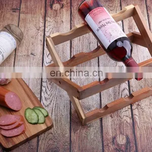 Hotel Furniture Wine Bottle Rack Decoration Creative Bamboo Folding Red Wine Display Storage Rack Pantry Organizer thumbnail-3