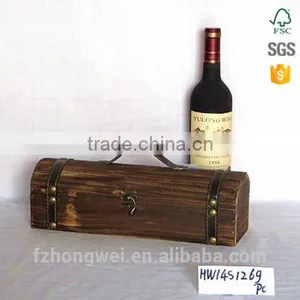 Hongwei Handmade Shabby Chic Vintage Antique Wooden Wine Box 1 Bottle Wine Packaging Box thumbnail-1