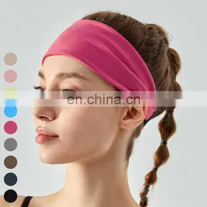 Sweat-absorbing Breathable Running Fitness Hairbands Custom Logo Sweatband High Elastic Yoga Hair Band Sports Headband thumbnail-1