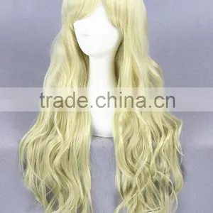 Wholesale 80CM Long Light Yellow Lolita Wome Wave Women Halloween Party Fashion Synthetic Hair Wig thumbnail-3