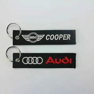 Custom Embroidered Keychain With Logo Fabric Key Tags OEM Embroidery Key Rings Manufacturer thumbnail-1