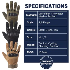 China Gloves Factory Wholesales Heavy Duty Wear Resistant Hard Knuckle Touchscreen Full Finger Outdoor Combat Tactical Gloves thumbnail-1