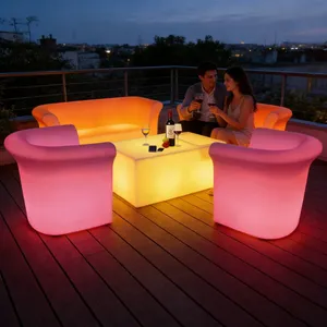 Rgb Color Change Illuminated Light up Portable Bar Table Outdoor Led Table Lumineuse Led Garden Furniture Bar Sofa Set thumbnail-2