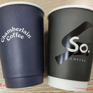 OEM Customized Double Layer Hotproof Paper Cup With Carbon Crystal Printing and Different Types and Function Cap thumbnail-1