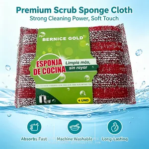 Washable Kitchen Scrub Sponges 4 Pack Oil Resistant Dual Layer Sponges for Home Cleaning Supplies thumbnail-3