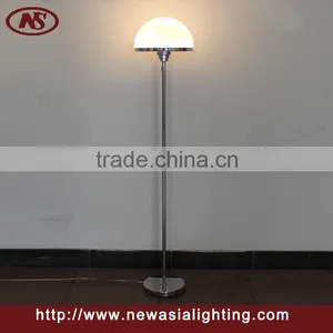 Chrome Metal Steel Iron Material CE Approved Half Round Cream Glass Floor Lamp thumbnail-1