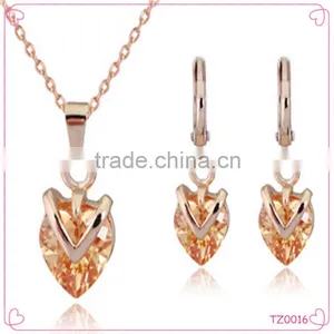 2015 Heart Shape Necklace Earring Fashion Jewelry Set With High Quality Luxury Necklace Set thumbnail-1