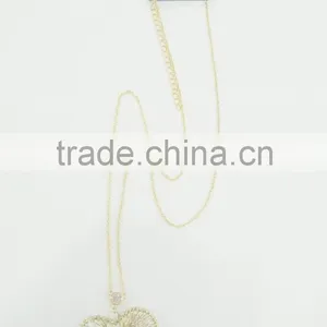 FASHION METAL WIRE WRAPPED HEART PENDANT NECKLACE WITH CRYSTAL STONE thumbnail-1