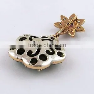 White CZ Green Onyx Red Onyx Pendant, Silver Jewellery India, 925 Silver Jewellery thumbnail-5