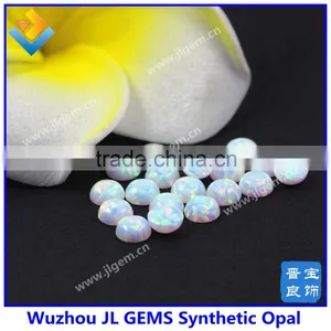 Synthetic Round Cabochon Fire Opal for Sale Whit Fire White Op17 Fancy and Beautiful thumbnail-1