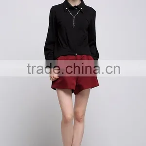 Fashion Black Long Sleeve Blouse Simple Design thumbnail-2