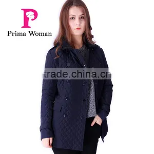 2016 Spring New Design Long Slim Fit Women Lapel Parka thumbnail-1
