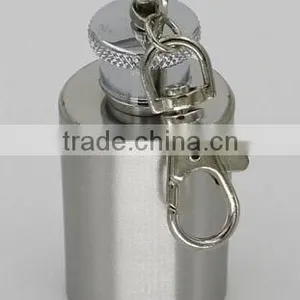 1oz Mini Type and Metal Body Material Stainless Steel Hip Flask With Keychian and Laser Logo thumbnail-1