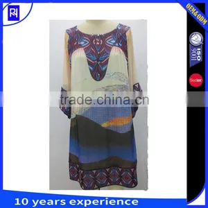 100% Silk Chiffon Digital Print Combo Casual Straight Dress Women Long Sleeve Elegant Graceful thumbnail-1