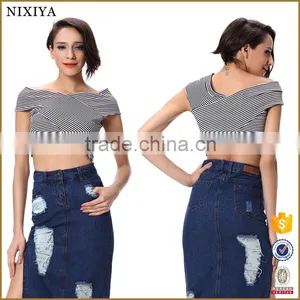 Latest Design Summer Tops 2017 Cross Front Women Crop Tops Wholesale thumbnail-1
