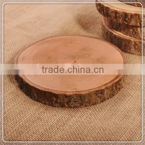 Round Brown Wood Tea Coaster Set With 6pcs thumbnail-1