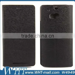 Cheapest Wood Skin Flip Leather Case for HTC One M8, for HTC One M8 Leather Case thumbnail-1
