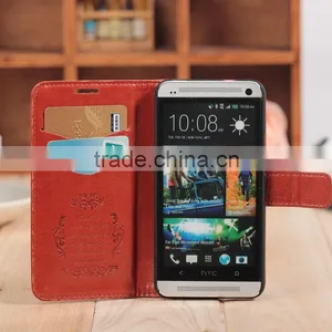 High Quality PU Card Slot Leather Case For HTC One M7 thumbnail-1