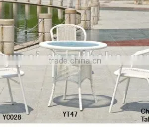Elegant Design Rattan Wicker Aluminum Frame Round Glass Coffee Table YT47 thumbnail-1