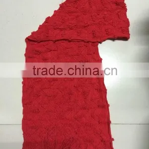 Stock Item Promotional Women Red Long Knitted Scarfwith Fringes thumbnail-1