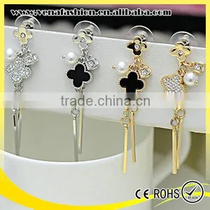 Long Tassel Hanging Mounting Fake Pearl and Diamond Earrings thumbnail-6