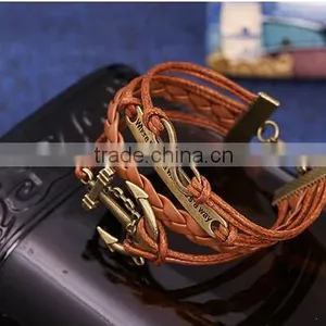 NEW Infinity Anchor Friendship Leather Charm Bracelet Antique Copper Cute thumbnail-1