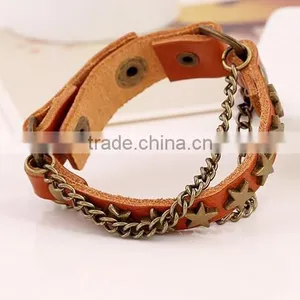 Punk Cool Men Womens Wide Genuine Leather Belt Bracelet Cuff Wristband Bangle thumbnail-1