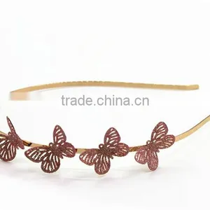 Graceful Gold Metal Headband With Butterfly thumbnail-2
